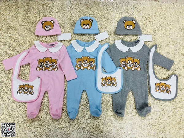 2019 New Autumn Baby Jumpsuit Bear Print Baby Long-sleeved Designer Haber Warm Design Milk Silk Spring And Autumn bear rompers