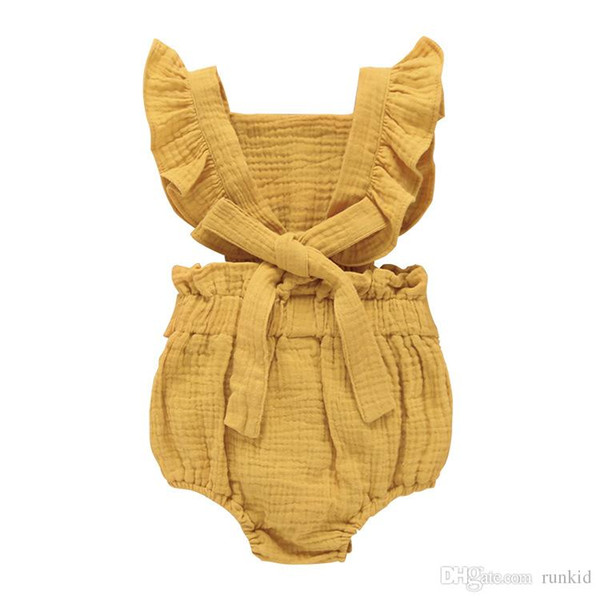 5 color Ins newborn baby boy girl romper onesies clothing cute girl baby Flying Sleeve romper babysuit wholesale kid todders