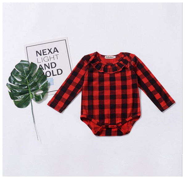 2018 Newborn Kids Plaid Romper Long Sleeve Tutu Rompers Onesies Bodysuit Fashion Kid Girl Boutique Baby Girls Clothing