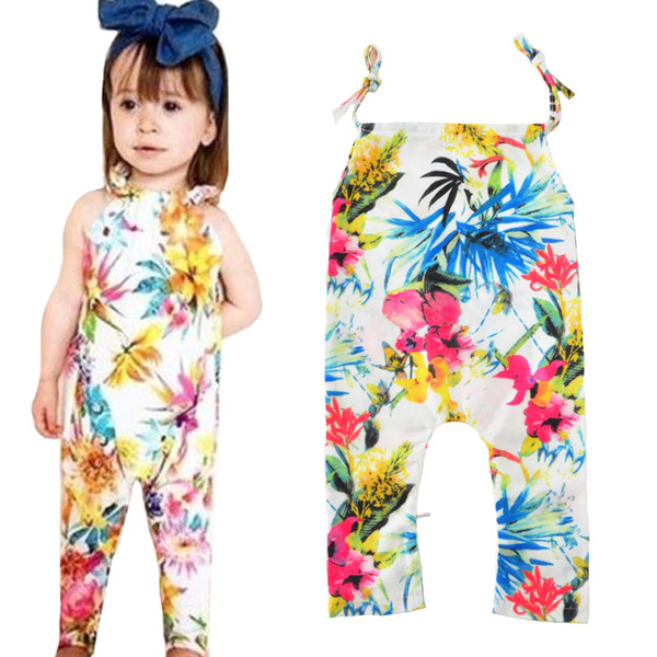 Girls Rompers Jumpsuit 2017 Summer Floral Suspender Infant Romper For Baby Girl Clothes Fashion Cute Flower Newborn One Pieces Kids Costume