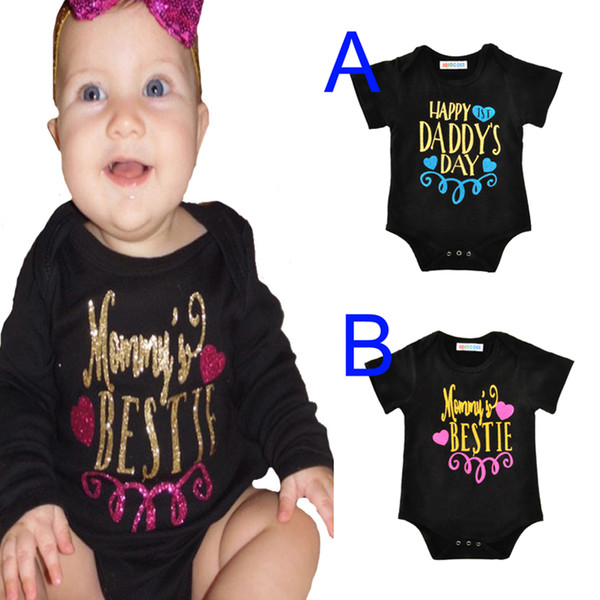 Newborn Rompers Short Sleeve Cute Letter Mommy Daddy Kids Baby Clothes 2017 Summer Style Heart Pattern Girl Boy Jumpsuit Romper