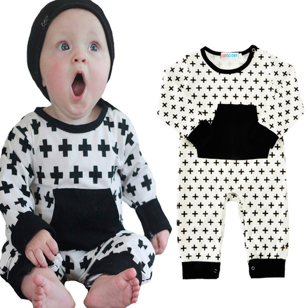 Boys Romper 2017 New Autumn Cross Printed Girls Jumpsuit For Baby Clothes Fashion Long Sleeve Newborn One Pieces Rompers Outfits