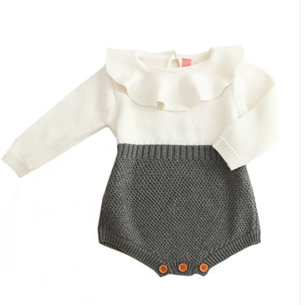 Baby Boys Infant Rompers Baby Girls Long Sleeve Jumpsuits Ruffles Princess Girl Sweet Knitted Overalls Infant Romper