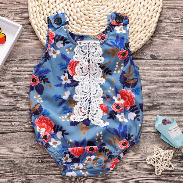 2018 Summer Infant Baby Girls Clothes Lace Floral Romper Strap Backless Jumpsuit Outfits Sunsuit Cute Baby