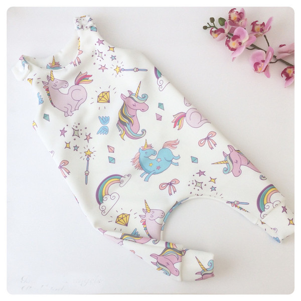 2018 baby summer new design unicorn print climb rompers infant toddlers sleeveless kids bodysuit for 0-24m