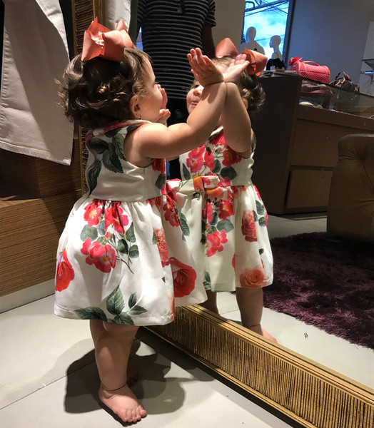 2018 flower girl summer dress children flower print princess dress ins hot sale children clothing