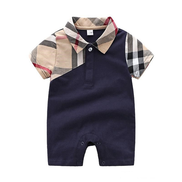 children 2 colors clothing kids designer clothes girls boys Short Sleeve Plaid romper 100% cotton s Infant baby infant girl clothes boy