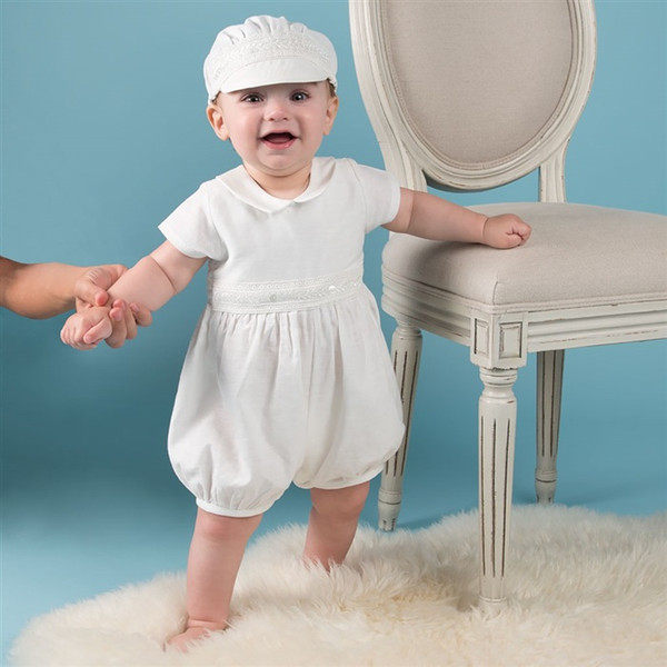 Newborn Baby Boy Romper White Christening Outfit Baby Boy Jumpsuit and Overall 1st Birthday Boys Clothes