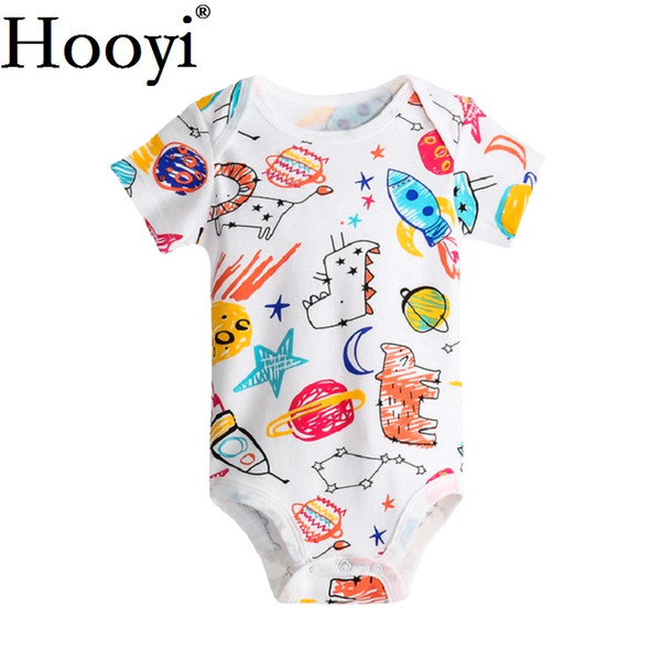 2018 Summer Newborn Bodysuits Baby Boy Clothes Space Ship Jumpsuit Dino 0-18Month Clothing Babywear 100% Cotton Animal Cartoon