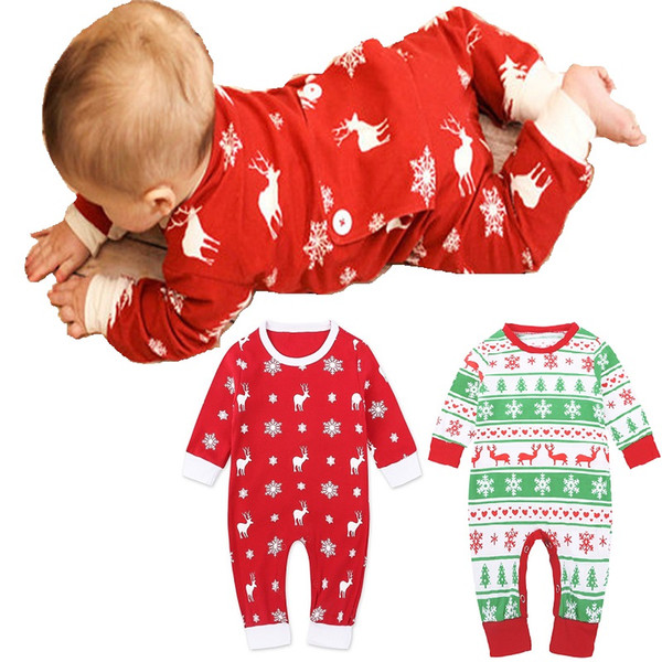 Cute Christmas Newborn Clothes Baby Girl Rompers Pajamas 100% Cotton Premature Jumpsuits One-Piece Clothing Snowflakes Reindeer Bodysuits