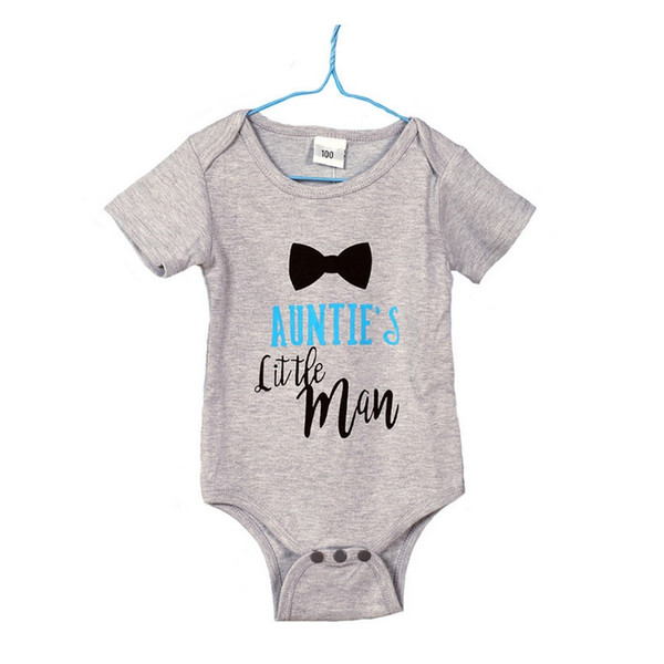 Auntie's Little Man Newborn One-Piece Clothes Baby Boys Jumpsuit Premature Infant Bodysuit Tee Shirts Bebe Roupas Cotton Bowtie Rompers