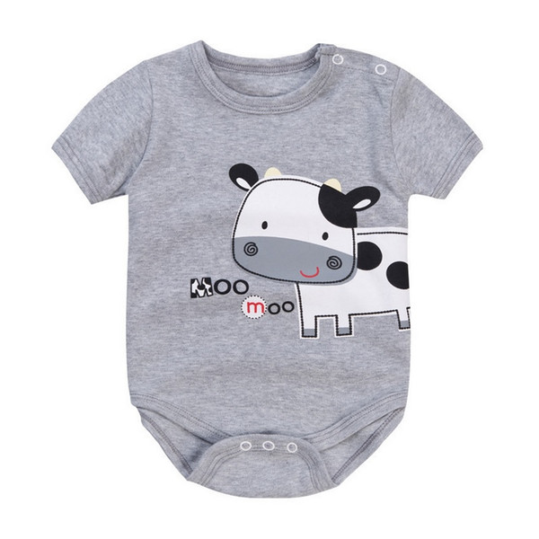 Cute Milk Cattle Cow Baby Bodysuits Grey Fashion Baby Boys Clothes 100% Cotton Dairy Milch Newborn Jumpsuit Babywear 0-2 Year