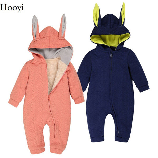 Fleece Thick Baby Rompers Bunny Boys Clothes Newborn Jumpsuits Infant Clothing Girl Overall Bebe Roupas Rabbit Hooded Outfit Zipper Bodysuit