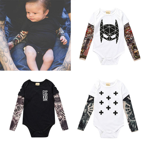 Fake Tattoo Baby Boys Bodysuits Bebe Roupas Girls One-Piece Clothing 100% Cotton Fashion Newborn Jumpsuits Toddler Outfits 0-3Y