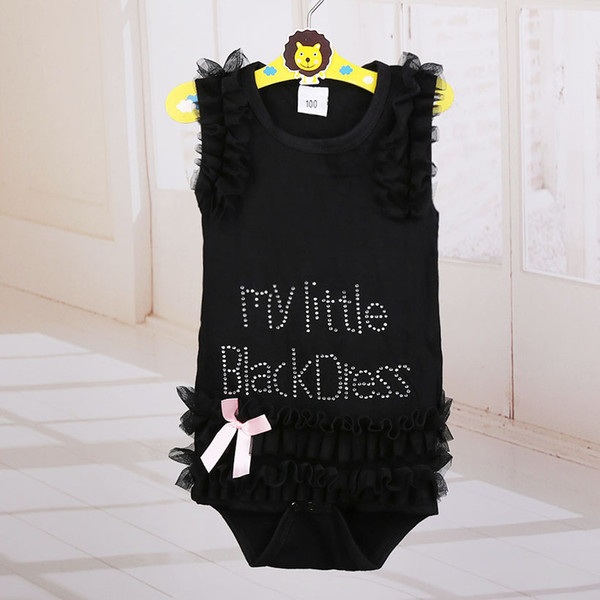 Fashion Newborn One-Piece Clothes Baby Girl Jumpsuit Premature Infant Bodysuit My Little Black Dress Tee Shirts Bebe Roupas 0-2Y