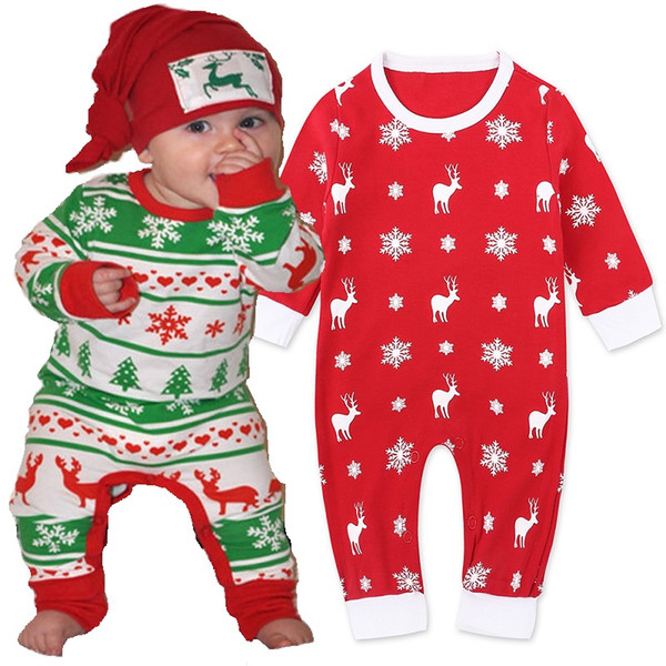 Christmas Costumes Newborn Clothes Baby Boys Rompers Pajamas 100% Cotton Premature Jumpsuits Baby Girl Snowflakes Deer Tree Tops Bodysuits