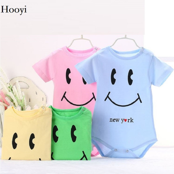 Smile Newborn Bodysuits 2017 Baby Clothes Boys Jumpsuits Girls Clothing Summer Tops Babywear 100% Cotton Papa Mama New York Cat Rompers