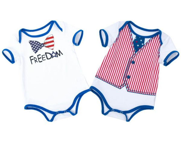 ins hot sale baby girl summer cotton romper infant boutique rompers new style of 4th of july cotton clothing