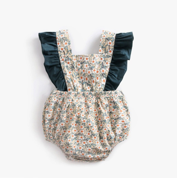 2019 baby design rompers cotton floral Lotus leaf edge newborn baby girls one-piece romper infant toddler jumper suit