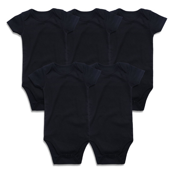 Newly Unisex Place Baby Girl Boy Clothing 5PCS Newborn Baby Short Sleeve Bodysuit Black 100% Soft Cotton 0-12 Months Infant Clothes