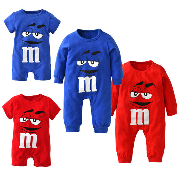 2018 Baby Boys Girls Clothes Newborn Blue and Red Long Sleeve Cartoon Printing Jumpsuit Infant Clothing Set