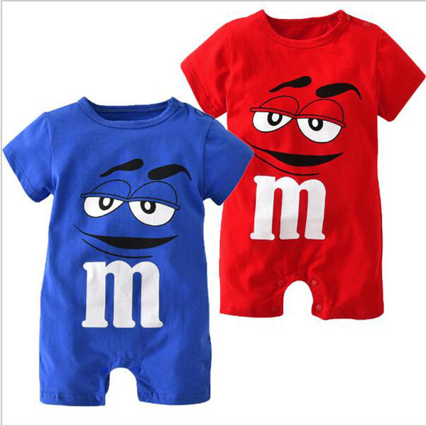 Summer Kids Clothing Newborn Baby Romper Short Sleeve Summer Jumpsuit Cartoon Blue Red Printed Baby Rompers Overalls Baby Clothes