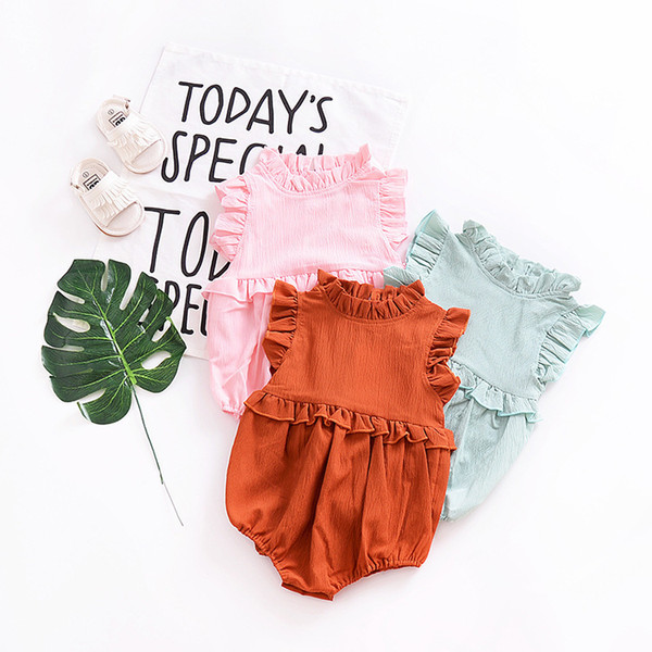 2018 Newborns Baby Rompers Summer Infant Baby Girls Clothes Toddler Kids Ruffles Jumpsuit Sunsuit Outfits Coverall Drop Shipping