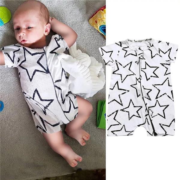 White Star Baby Print Rompers 40+ Designs Boy Girls Cactus Forest Road Newborn Infant Baby Girls Boys Summer Clothes Jumpsuit Playsuits