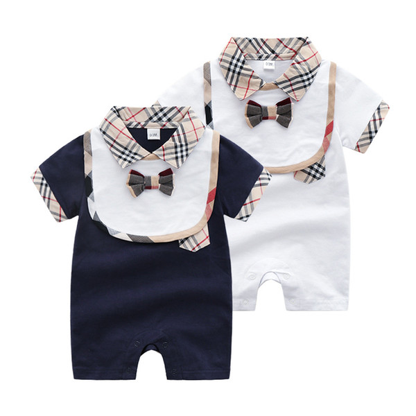 Toddler Baby Rompers Summer Roupas Plaid Bow Infant Jumpsuits Boy Clothing Sets Newborn Baby Clothes Cotton Baby Girl Clothing