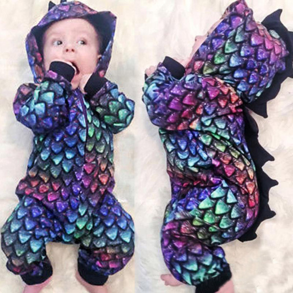 Baby Boys Romper Clothing Cartoon Dinosaur Long Sleeve Toddler Rompers INS Autumn Fashion Cute Infant Jumpsuit Fall Bodysuit