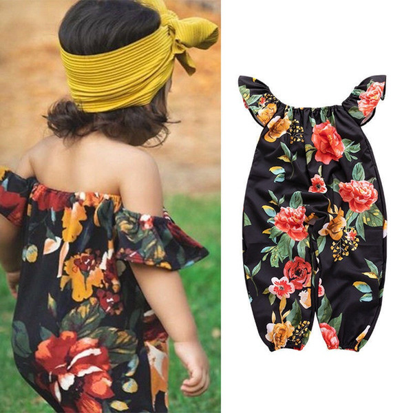 Girls Floral Hanyi Foreign Trade Summer New Small Flying Sleeve Children's Jumpsuit Children's Clothing Climbing Clothes Harbin