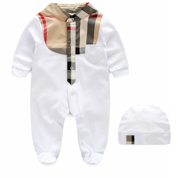 2019 Plaid Baby Romper Spirng Autumn Long Sleeve Baby Boy Girl Romper Infant Warm Jumpsuit Kids Cotton baby Clothe free shipping