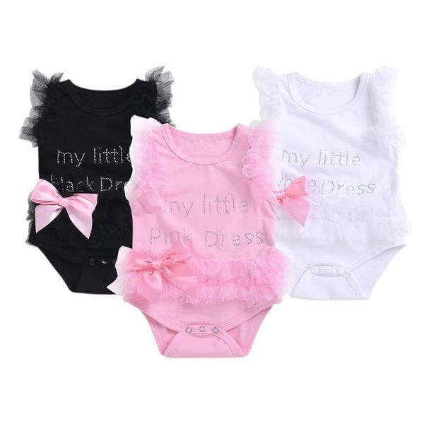 Mikrdoo 2018 Cute Baby girl lace romper Newborn Infant Bow Sleeveless Romper Dress Birthday party dress For 0-24Months