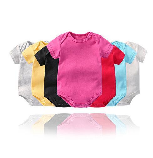 Baby Rompers Solid Color Short Sleeve Jumpsuits 12 Colors Infant One-Piece Clothing Bodysuits Kids Shirts OOA6742