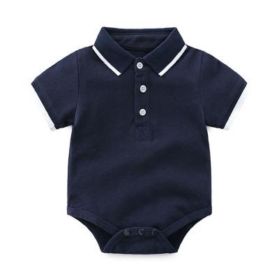 Wholesal-New Fashion Baby Short Sleeves Romper Boy Girls Jumpsuits with Buttons Infant Newborn Toddler Clothes Free Shipping