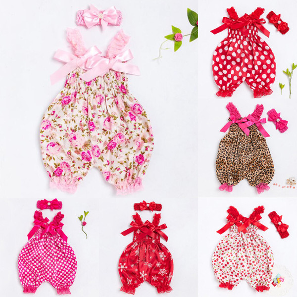 2018 Baby Clothing Sets Girls Bloomer Newborn Bodysuit Sling Clothes Jumpsuit Original Christmas Satin Diaper Cover with headband