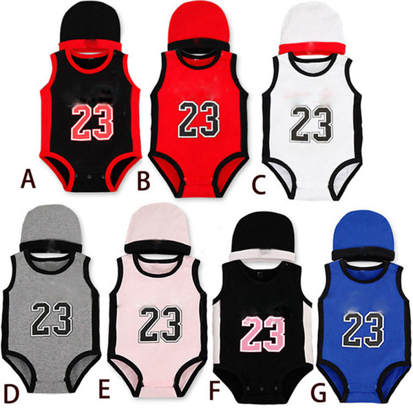 Baby digital romper summer infant 23 number Jumpsuits kids Climbing clothes with hat C2677