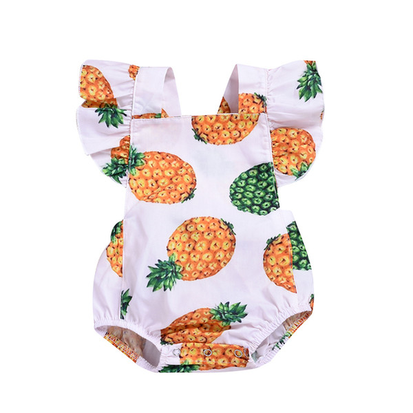 Summer Lace Baby Romper Toddler Girls Fly Sleeve Rompers Set +pineapple Print jumpsuits Newborn onesies infant