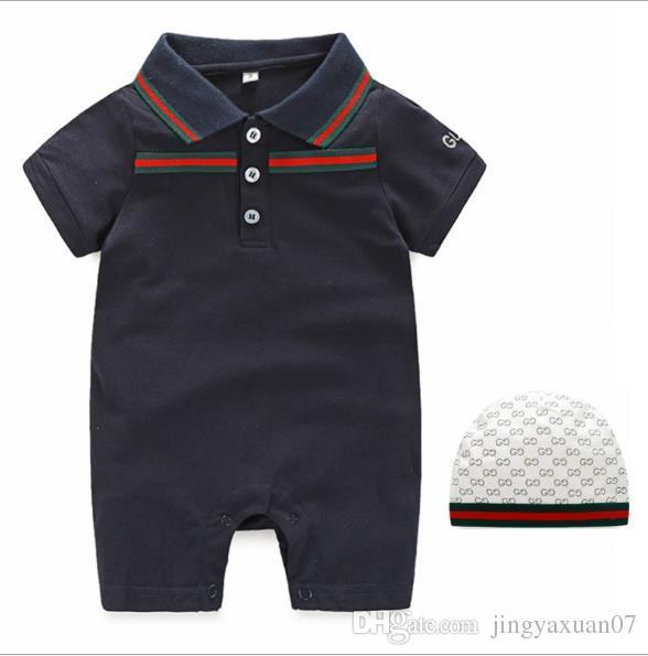 2018new summer short sleeved baby joint Hayi fashion Lapel baby joint crawling full moon suit 3M-24Mcm