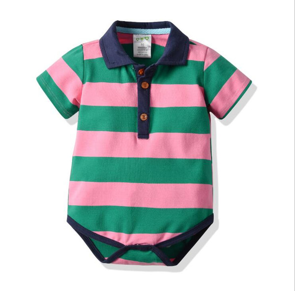 Kids Designer Clothes Newborn Baby Boys Striped Romper Jumpsuit 2019 Summer Short Sleeve Romper Bodysuit Baby Onesie Infant Toddler Clothing