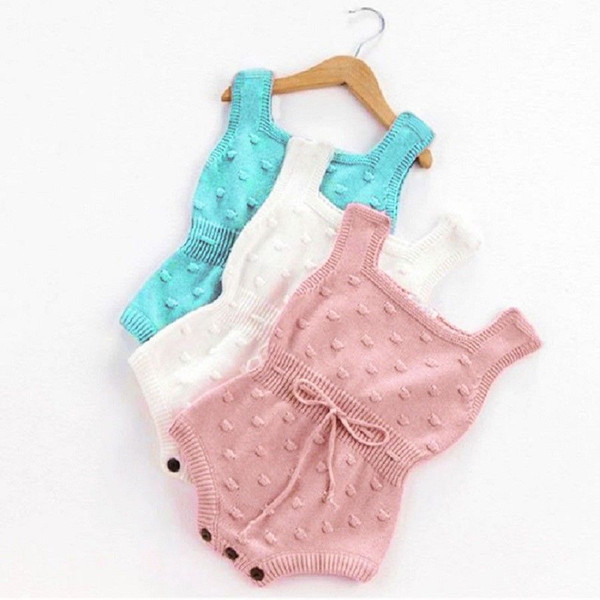 Newborn Baby Girl Sleeveless Jumpsuit Knitted Romper Outfit Clothes 0-2T