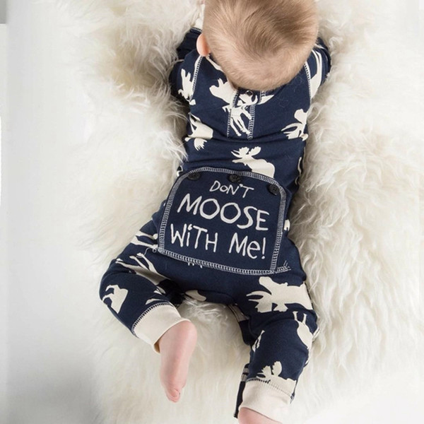 Baby Romper Infant Newborn Boys Girls Clothes Autumn Long Sleeve reindeer printing Christmas Moose Jumpsuit Rompers