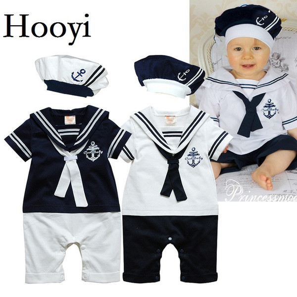 2017 Baby Rompers Navy Sailor Newborn Clothes Baby Boys Jumpsuits Shortall 100% Cotton Seaman Costume for baby Clothing 80 90 95 bodysuits