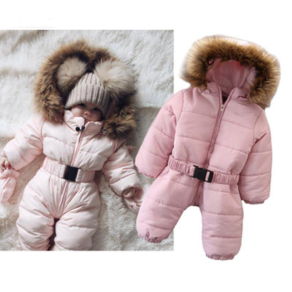 Newborn Warm Romper Baby Girls Fashion padded Jacket Hoodie Rompers Infant Jumpsuit baby One Piece Designer Clothing