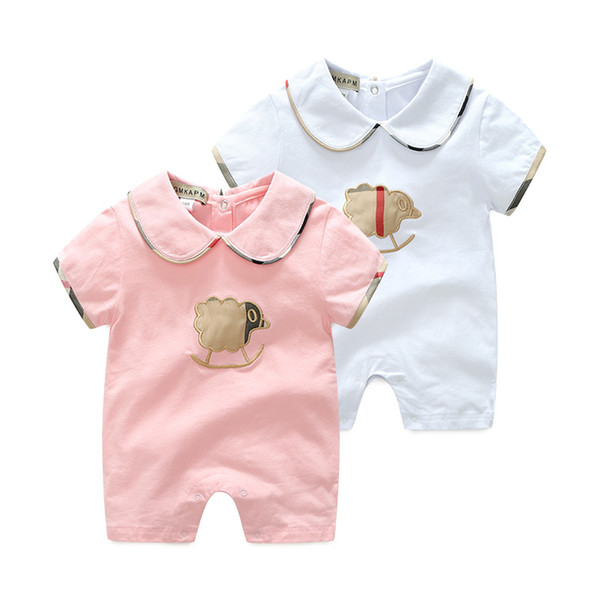 New short-sleeved embroidered infants jumpsuit romper newborn clothes summer boy girls baby jumpsuit