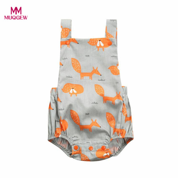 MUQGEW Summer Toddler Baby Girls Clothing Fox Floral Print Vest Sleeveless Cartoon Backless Romper Jumpsuit Clothes for Girls