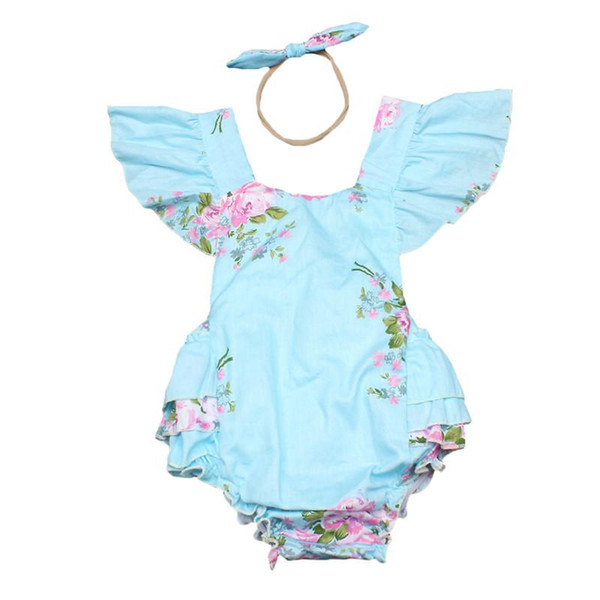 Baby Fly sleeve romper INS Short sleeve ruffler Jumpsuits 2018 new Boutique kids Climbing clothes 7 colors