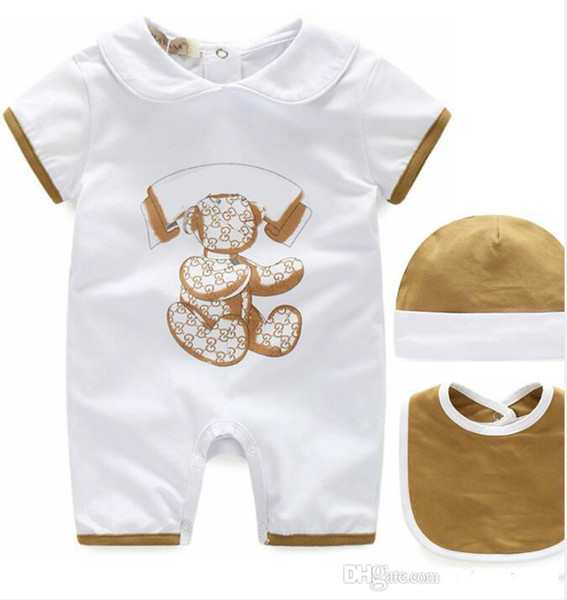 New Arrivals Fall Baby Bodysuit Boy Clothing Kids Climbing Romper High Quality Cotton Short Sleeve Cartoon Printed Summer Romper Hat