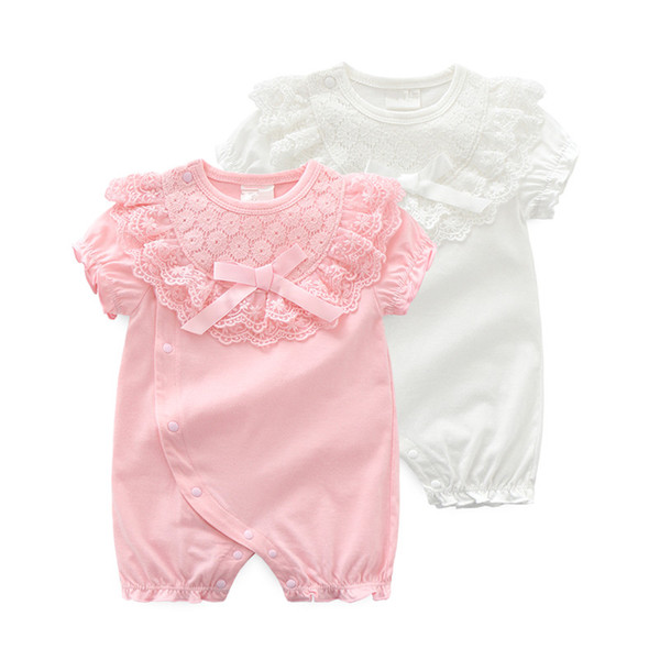 Princess Newborn Baby Girl Clothes Lace Flowers Jumpsuits Girls Rompers for 2019 Summer Toddler girl Baby Body suits One-Pieces kids clothes