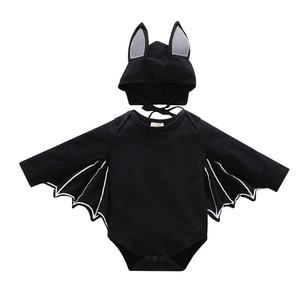 2019 Newborn Toddler Baby jumpsuit hat two-piece Batman Children's Long sleeve Children's Halloween triangle jumpsuit Rompers cosplay cartoo